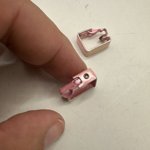 Vintage Pink Rectangular Clip-On Earrings - Picture 3 of 5